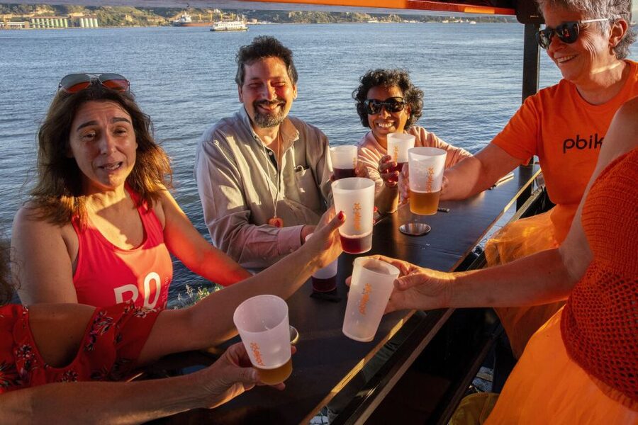 Lisbon: Fun Beer Bike by the Seafront - Passing Belém Tower, the Monument of Discoveries, and MAAT