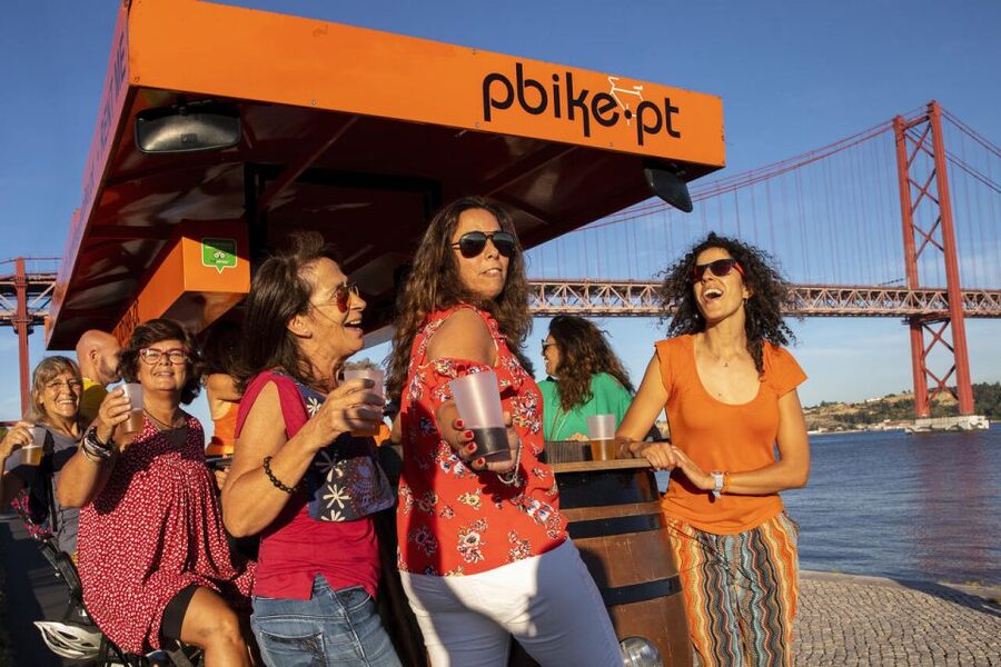 Lisbon: Fun Beer Bike by the Seafront - Cold beer, sangria, and your own playlist