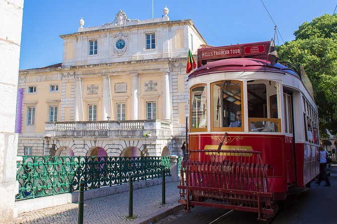 Lisbon Hills Red Tram by Tram 28 route - Baixa and the rebuilt downtown streets